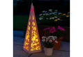 Produktbild: Online-Fuchs LED Laterne Pyramide mit Schmetterlingen & Blumen für draußen - Outdoor, LED-Lichterkette mit Dauerleuchten oder Funkeleffekt, 30 warmweiße LED´s, inklusive 6-Stunden Timer - Gartendeko