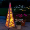 Produktbild: LED Laterne Pyramide rosa - Schmetterlinge & Blumen Garten draußen - Funkeln