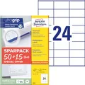 Produktbild: AVERY Zweckform 6602 Adressaufkleber (1.200 plus 360 Klebeetiketten extra, 70x36mm auf A4, Papier matt, bedruckbare Absenderetiketten, selbstklebende Adressetiketten mit ultragrip) 65 Blatt, weiß