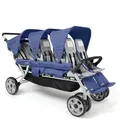 Produktbild: GAGGLE Jamboree Kinderwagen für 6 Kinder | Buggy faltbar mit Sonnenschutz in Blau | 6er Kinderbuggy klappbar für Kinder von 6 Monaten bis 4 Jahre - Blau