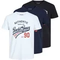 Produktbild: JACK AND JONES JACK&JONES Herren T-Shirt, 3er Pack - JJETHAN TEE CREW NECK, Vintage Logo, Baumwolle