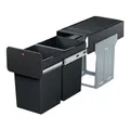 Produktbild: Hailo EcoLine Design Duo L Einbau-Mülltrennungs-System 2x14 Liter - Duo-Mülleimer mit Vollauszug - Stahlblech - schwarz - ab 30 cm Schrankbreite