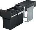 Produktbild: Hailo Einbau-Mülltrennsystem EcoLine Design L | Abfalleimer Küche | 2x14l | Vollauszug | Schwarz | Recycling Kunststoff