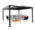 Produktbild: Pergola 3x3m grau 8cm-Alu-Gestell Stoff/Textil Garten Lamellen-Pavillon