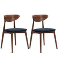 Produktbild: Konsimo Esszimmerstühle 2 St RABI Gestell aus Massivholz, Marineblau, Stoff/Holz, Scandinavian, 47x79x45 cm
