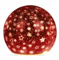 Produktbild: formano LED Deko-Kugel 12 cm Sterne Rot Glaskugel Timer 6h/18h beleuchtete Deko Batteriebetrieben - glänzende Crackle-Optik - Herbst Winter Weihnachtsdeko für Tisch Regal Fensterbank