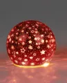 Produktbild: formano LED Dekolicht Glas-Kugel 15cm Sterne Rot Timer 6h/18h Weihnachten Herbst Deko, LED fest integriert
