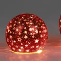 Produktbild: LED Deko Kugel STERNE rot D. 12cm mit Craquele-Optik aus Glas Formano W25