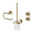 Produktbild: Lenz Bad-Accessoire-Set Juna in Gold – 4-teilig – Toilettenpapierhalter, WC-Bürstengarnitur und Zwei Handtuchhaken – Zum Kleben oder Bohren – Mit Anti-Fingerabdruck Oberfläche – 4190041