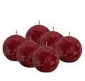 Produktbild: Bolsius Rustik Kugelkerze - Bordeauxrot - 6 Stück - Durchmesser 7.6 cm - Dekorative Kerze - Länge Brenndauer 25 Stunden - Unparfümierte - Enthält Natürliches Pflanzenwachs - Ohne Palmöl