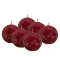 Produktbild: Rustik Kugelkerze - Bordeauxrot - 6 Stück - Durchmesser 7.6 cm - Dekorative K...