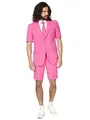 Produktbild: OppoSuits Herren Men Suit Business-Anzug Hosen-Set Inklusive Shorts, Kurzarmjacke & Krawatte, Mr.Pink, 46 EU