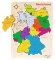 Produktbild: goki 57860 Einlegepuzzle Deutschland II aus Holz, Holzpuzzle mit allen Bundesländern, Lernspielzeug und Kinderpuzzle, fördert Fantasie und Motorik, 30cm x 40cm, 16er Set, ab 4 Jahre