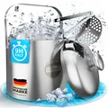 Produktbild: Edelstahl Eiswürfelbehälter mit Deckel u. Zange 1,3l - Eisbehälter für Eiswür...