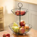 Produktbild: Aufbewahrung Etagere Obstschale aus Metall Farbe Schwarz 2 Körbe Griff Höhe 41cm