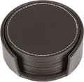 Produktbild: KINGFOM 6 Stücke Untersetzer Gläser Leder Glasuntersetzer Braun mit Halter