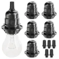 Produktbild: greate 6x E27 Fassung schwarz - Lampenfassung E27 mit Schirmträgerring & Gewinde - Glühbirnen Fassung 250V 60W aus Kunststoff - Lampenfassung für Lampenschirm - Light bulb socket