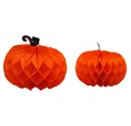 Produktbild: Dekohelden24 Dekofigur 2er-Set XXL Hänger Zier - Kürbis Honeycomb, Papierkürbis, Halloweenkür (1 St), Magnetisch, Wabenstruktur, Dekoration für Ostern