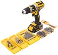Produktbild: DEWALT XR Akku-Schlagbohrschrauber Set DCK795S2T – Schlagbohrmaschine mit 2-Gang-Vollmetallgetriebe & bürstenlosem Motor zum Schrauben, Bohren & Schlagbohren – 1 x Schlagbohrer Li-Ion 18 V + Zubehör