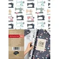 Produktbild: Geschenkpapier-Set: Nähmaschinen + Stoff / Wolle + Stricken 4x Einzelbögen + 1x Postkarte