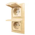 Produktbild: Unterputz STECKDOSE KOMBI Doppelsteckdose mit Deckel Schutzkontakt Achorn Holz
