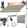 Produktbild: KESSER Klemmmarkise mit Handkurbel & LED, 400x180cm Balkonmarkise ohne Bohren UV-Beständig (Markise + solarbetriebene LED Lichterkette, höhenverstellbar 176-305cm) Sicht- & Sonnenschutz für Balkon Terrasse & Garten, wasserabweisend grau 400 cm x 180 cm x 305 cm