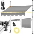Produktbild: KESSER® Klemmmarkise mit Handkurbel & LED Lichterkette | Balkonmarkise ohne Bohren | Markise UV-beständig höhenverstellbar & wasserabweisend | Sonnenschutz für Balkon Terrasse & Garten 400cm