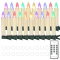Produktbild: Cibnew Bunt Weihnachtskerzen Christbaumkerzen Kabellos Weihnachten LED Kerzen Lichterkette mit Fernbedienung,Timer-Funktion für Weihnachtsbaum Hochzeit, Geburtstags, Party (20er RGB)