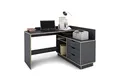 Produktbild: byLIVING Winkelschreibtisch Belfast/Eckschreibtisch Anthrazit/Kanten Eiche Optik Hellbraun/Arbeitsplatte rechts o. Links montierbar / 3 Schubkästen/Schreibtisch / 129 x 83,5 x 105 cm (BxHxT)