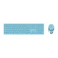 Produktbild: Rapoo 9850M kabelloses Tastatur-Maus Set Wireless Deskset 1600 DPI Sensor wiederaufladbarer Akku flaches Aluminium Design DE-Layout QWERTZ PC & Mac - blau