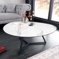 Produktbild: riess-ambiente Moderner Couchtisch MARVELOUS 90cm weiß schwarz Glas Marmor Keramik Wohnzimmer Beistelltisch Tisch