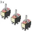 Produktbild: 3 Kippschalter Rastend Ein-Aus-Ein Umpolschalter Polwendeschalter 2 polig 10114