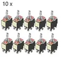 Produktbild: 10 Kippschalter Rastend Ein-Aus-Ein Umpolschalter Polwendeschalter 2 polig 10114