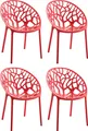 Produktbild: CLP 4er Set Gartenstuhl Hope, Modernes Design, Wetterfest, Stapelbar, Mit Armlehnen,rot