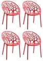 Produktbild: CLP 4er Set Gartenstühle Hope Kunststoff I Stapelstühle wetterfest und UV-beständig I Outdoorstühle pflegeleicht I Sessel für draußen, Farbe:rot