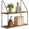 Produktbild: YMYNY Schweberegal Standregal Wandregal mit 2 Etagen in Elegantem Stil, Wandmontage, 60 x 20,5 x 80 cm, aus Holz und Metall, Lagerregale für Schlafzimmer, Küche, Wohnzimmer, Badezimmer HD-HRF-TM011