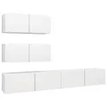 Produktbild: vidaXL TV Schrank Set 4-TLG. Wohnwand Schrankwand Anbauwand TV Möbel Wandschrank Hängeschrank Lowboard HiFi-Schrank Fernsehschrank Weiß Holzwerkstoff