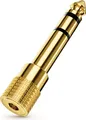 Produktbild: deleyCON 1x Stereo Audio TRS Klinken Adapter Kupplung 6,35mm Klinken Stecker zu 3,5mm Klinken Buchse HiFi Receiver Heimkino Systeme Mischpult Verstärker Keyboards Gitarren - Vergoldet