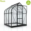 Produktbild: SET Vitavia Gewächshaus Orion 3800 ESG Glas 202x195cm schwarz + Fundamentsrahmen