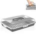 Produktbild: uandu Kuchen Transportbox Kastenform, Rechteckig, Tortentransportbox mit Haube und Griff. Kuchenplatte, Kuchenbehälter, BPA Frei Tortenbehälter, Servierplatte
