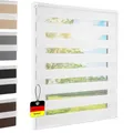Produktbild: Doppelrollo Klemmfix ohne Bohren Weiß 100x220 cm [Stoffbreite 96cm] Duo Rollo Fensterrollo für Fenster/Türen Gardine Klemmrollo Seitenzugrollo Sichtschutz Sonnenschutzrollo Zebrarollo