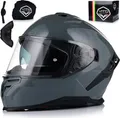 Produktbild: Integralhelm mit Sonnenblende | VITO PRESTO | Motorrad Helm Vollvisierhelm Mopedhelm ECE 22.06 | Motorradhelm Full-Face Helme | S (55-56cm)