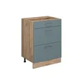 Produktbild: Vicco Küchenunterschrank R-Line, Blau-Grau/Goldkraft Eiche, 60 cm mit Schubladen, ohne Arbeitsplatte