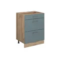 Produktbild: Vicco Unterschrank R-Line, Blau-Grau/Eiche, 60 cm mit Schubladen, ohne Arbeitsplatte