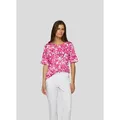 Produktbild: T-Shirt RABE, Damen, Gr. 40, pink (magenta), Web, Obermaterial: 50% Baumwolle, 50% Viskose, geblümt, normal hüftbedeckend, Rundhals, Shirts T-Shirt, mit floralem Print