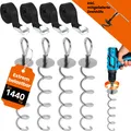 Produktbild: NewHabitat | 4x Erdanker Bodenanker Silber inkl. Gurte