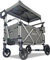Produktbild: FUXTEC Premium Bollerwagen Premium Grau FX-CTL950 - mit Dach | bis 75Kg | Innenraumverlängerung | 5-Punkt-Gurt | 2-Sitzplätze| 130cm x67cm x116cm Premium Grau