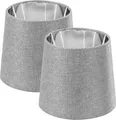 Produktbild: Navaris 2x Lampenschirm Tischlampe E14 rund - 15,2x13,7x17,2cm - Lampenschirme für Tischlampen Set - E 14 Leuchtenschirm - Grau Silber