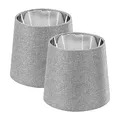 Produktbild: Navaris 2x Lampenschirm Tischlampe E14 rund - 15,2x13,7x17,2cm - Lampenschirme für Tischlampen Set - E 14 Leuchtenschirm - Grau Silber