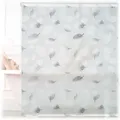 Produktbild: Duschrollo, 140 x 240 cm, Blatt Muster, Seilzug, flexible Montage, Duschvorhang für Badewanne, schwarz-weiß - Relaxdays